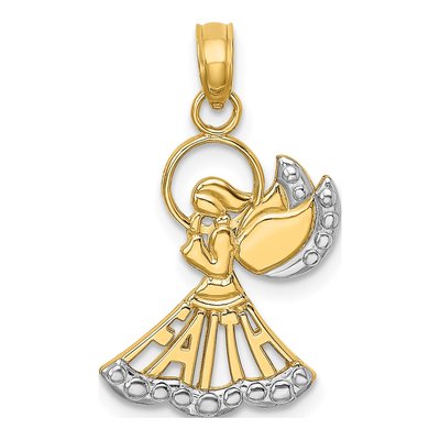 14K Yellow Gold Faith Angel Pendant