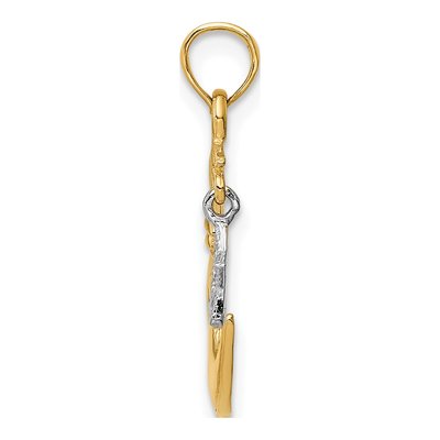 14K Two-Tone Gold Half Moon Star Pendant – view 3