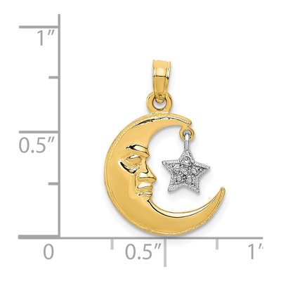 14K Two-Tone Gold Half Moon Star Pendant – view 4