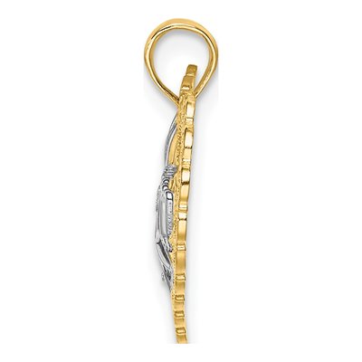 14K Yellow Gold MOM Scalloped Heart Pendant – view 3