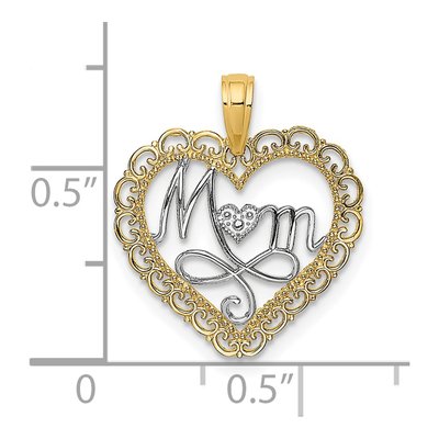 14K Yellow Gold MOM Scalloped Heart Pendant – view 4
