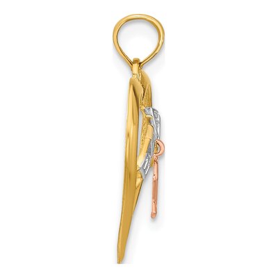 14K Two-Tone Gold Believe Heart Awareness Pendant – view 3