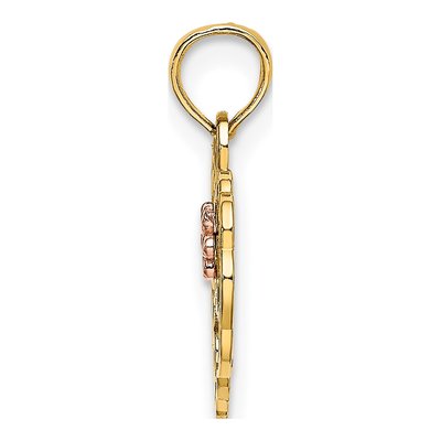 14K Two-Tone Gold Sweet 16-Heart Flower Charm – view 3