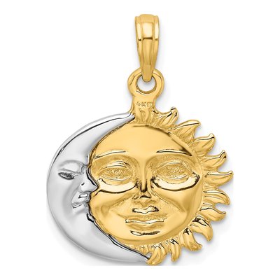 14K Two-Tone Gold Reversible Sun Moon Pendant – view 4