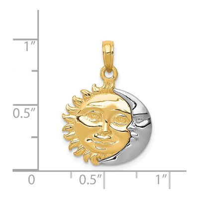 14K Two-Tone Gold Reversible Sun Moon Pendant – view 5
