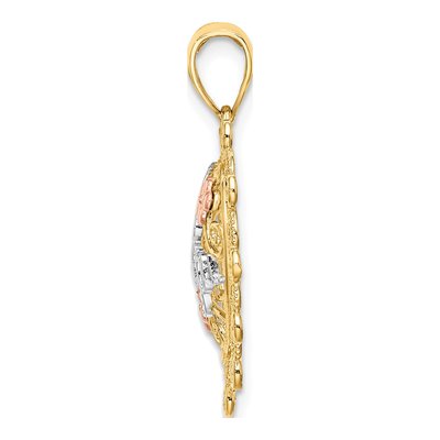 14K Two-Tone Gold Filigree I LOVE YOU Heart Charm – view 3