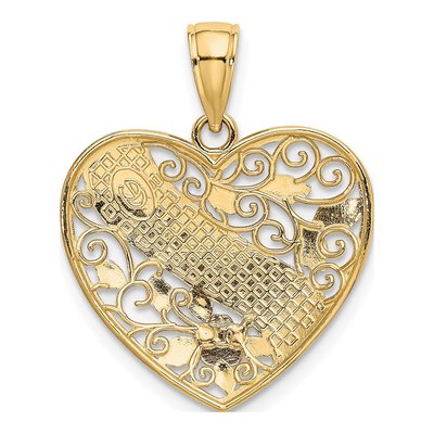 14K Two-Tone Gold Grandma Filigree Heart Charm – view 5