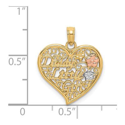 14K Two-Tone Gold Daddy's Little Girl Heart Charm – view 4