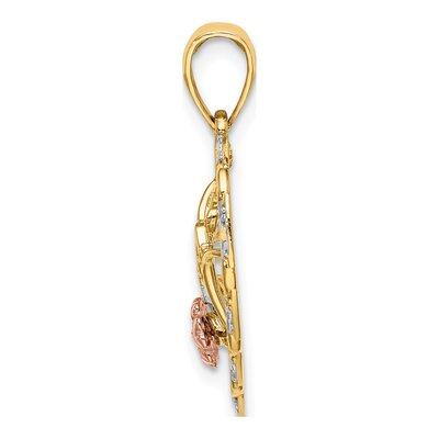 14K Two-Tone Gold I LOVE YOU Heart Flower Charm – view 3