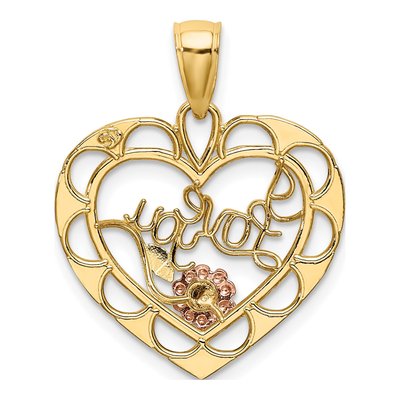 14K Two-Tone Gold I LOVE YOU Heart Flower Charm – view 5