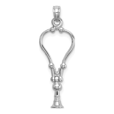14K White Gold 3D Stethoscope Pendant