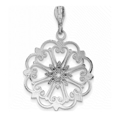 14K White Gold Starburst Hearts Pendant – view 5