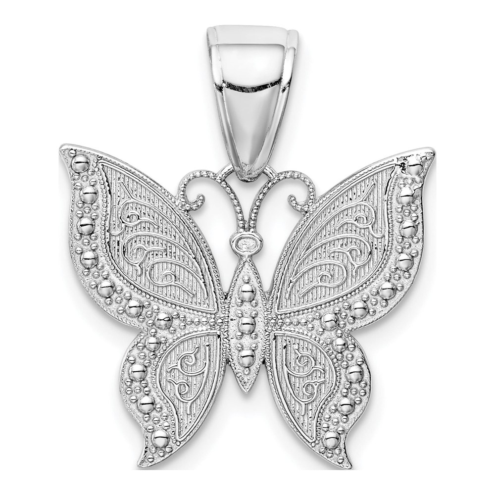 14K White Gold Butterfly Pendant