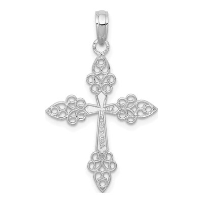 14K White Gold Filigree Cross Pendant – view 4