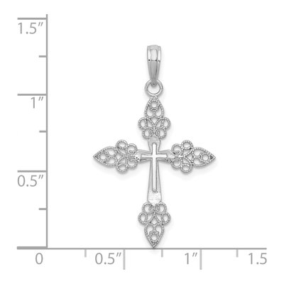 14K White Gold Filigree Cross Pendant – view 5