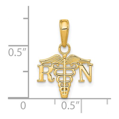 14K Yellow Gold Registered Nurse Caduceus Charm – view 4