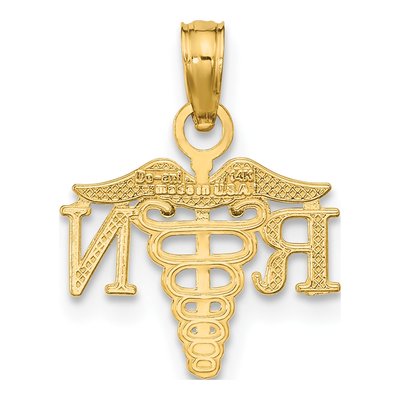 14K Yellow Gold Registered Nurse Caduceus Charm – view 5