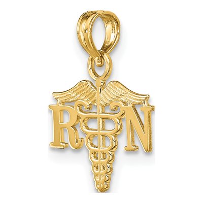 14K Yellow Gold Registered Nurse Caduceus Charm – view 6