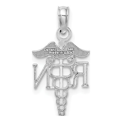 14K White Gold RN Registered Nurse Pendant – view 4