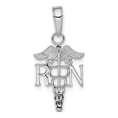 14K White Gold RN Registered Nurse Pendant