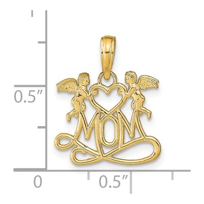14K Yellow Gold MOM Heart Angels Pendant – view 4