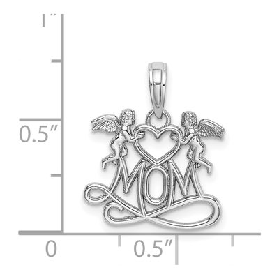 14K White Gold MOM Heart Angels Pendant – view 5