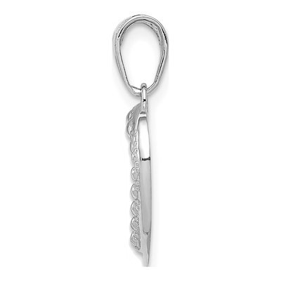 14K White Gold Textured Heart Pendant – view 3