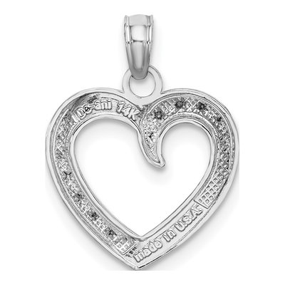 14K White Gold Textured Heart Pendant – view 4