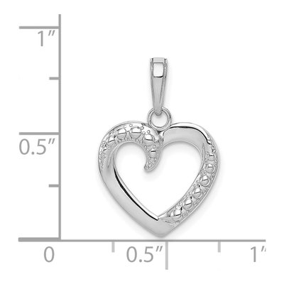 14K White Gold Textured Heart Pendant – view 5