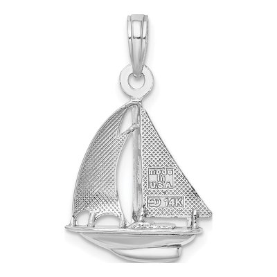14K White Gold 3D Sailboat Pendant – view 5