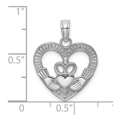14K White Gold Claddagh Heart Pendant – view 4