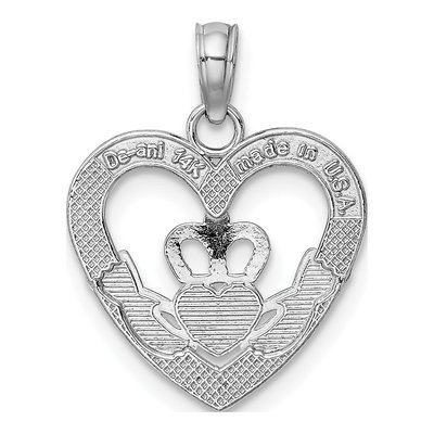 14K White Gold Claddagh Heart Pendant – view 5