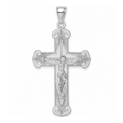 14K White Gold Crucifix Pendant