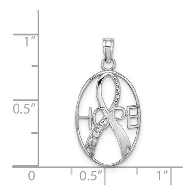 14K White Gold HOPE Awareness Ribbon Charm – view 3