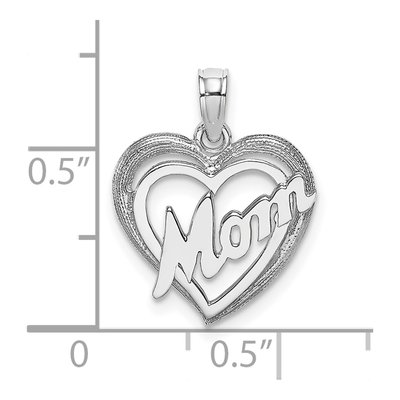 14K White Gold MOM Heart Pendant – view 4