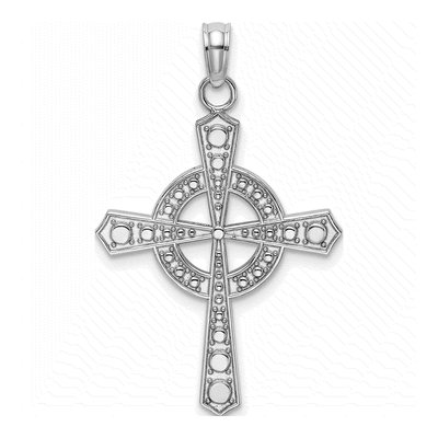 14K White Gold Celtic Iona Cross Pendant