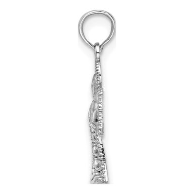 14K White Gold Filigree Angel Pendant – view 3
