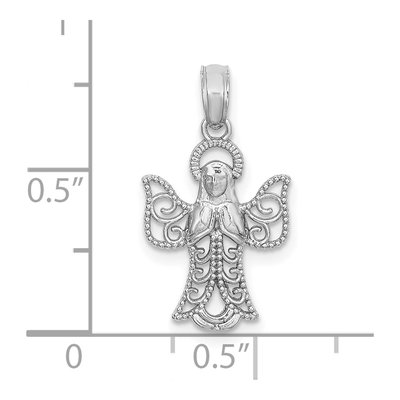14K White Gold Filigree Angel Pendant – view 4