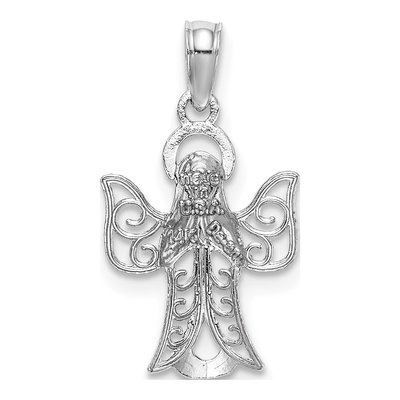 14K White Gold Filigree Angel Pendant – view 5