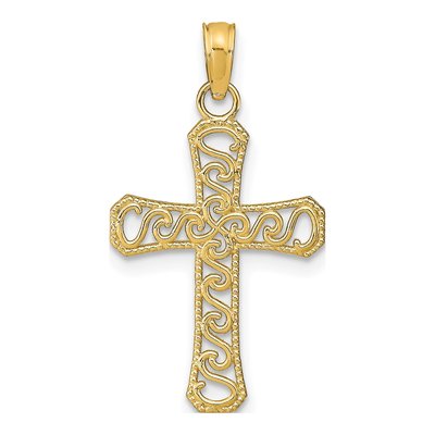 14K Yellow Gold Fancy Cross Pendant