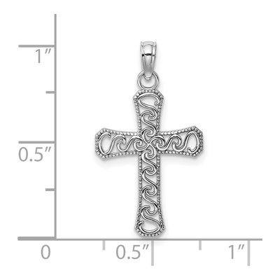 14K White Gold Fancy Cross Pendant – view 4