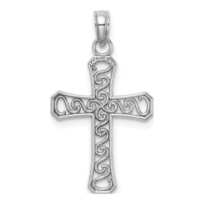 14K White Gold Fancy Cross Pendant – view 5