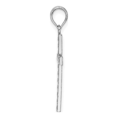 14K White Gold Beaded Block Cross Pendant – view 3