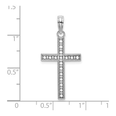 14K White Gold Beaded Block Cross Pendant – view 4