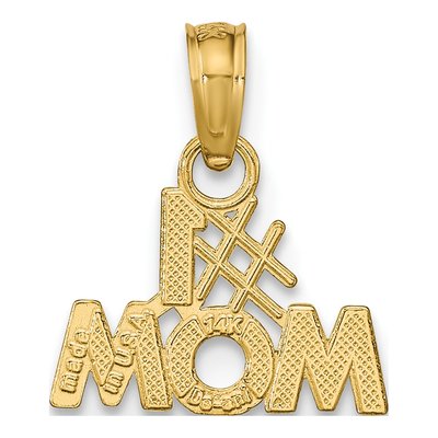 14K Yellow Gold MOM Number 1 Pendant – view 5