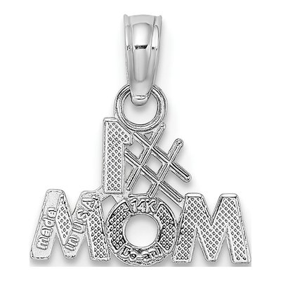 14K White Gold MOM Number 1 Pendant – view 4