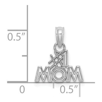 14K White Gold MOM Number 1 Pendant – view 5