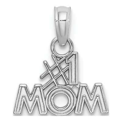 14K White Gold MOM Number 1 Pendant