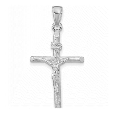 14K White Gold Crucifix Pendant