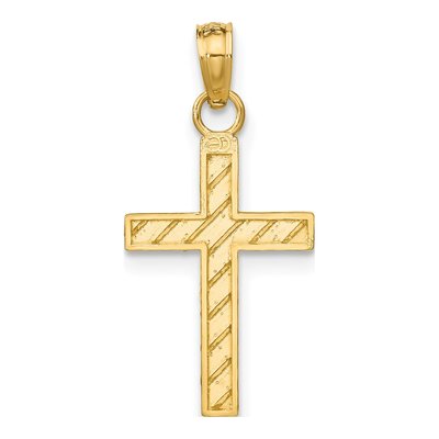 14K Yellow Gold Diamond-Cut Cross Pendant – view 5